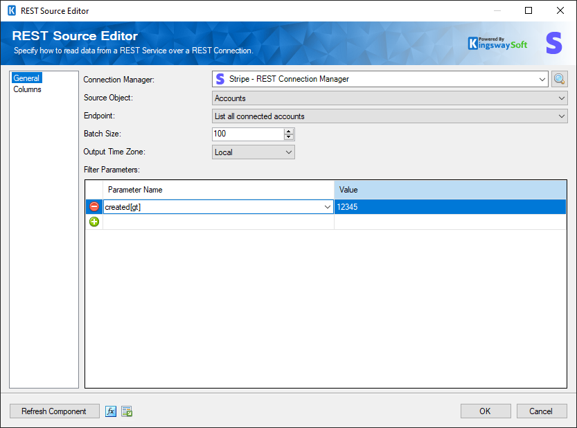 SSIS Stripe REST Source